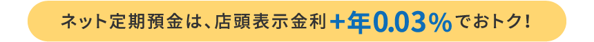 ネット定期預金は、店頭表示金利+年0.03％でおトク！