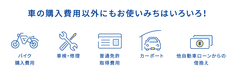 車の購入以外にもお使いみちはいろいろ！