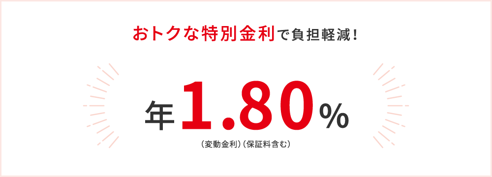 おトクな特別金利で負担軽減！