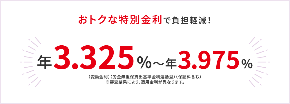 おトクな特別金利で負担軽減!
