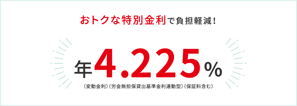 おトクな特別金利で負担軽減!