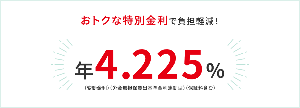 おトクな特別金利で負担軽減！