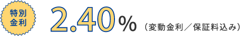 特別金利2.40％（変動金利／保証料込み）