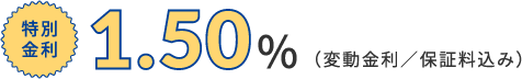 特別金利1.50％（変動金利／保証料込み）