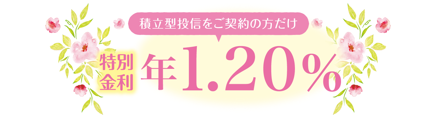 積立型投信をご契約の方だけ、特別金利年1.20％